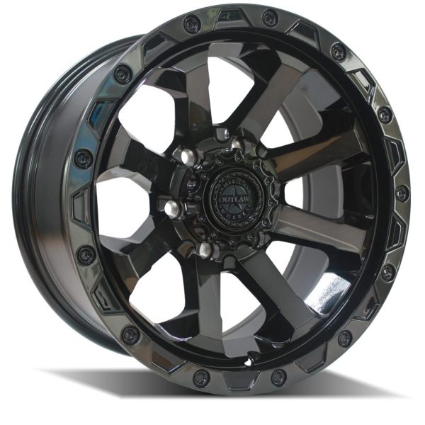 AMERICAN OUTLAW CAPONE GLOSS BLACK TINTED FACE (17X8.5 6X139.7 +18 ...